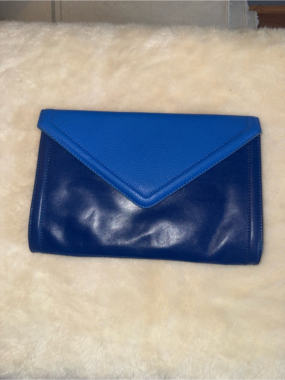 Express Two-Tone Blue Envelope Clutch
